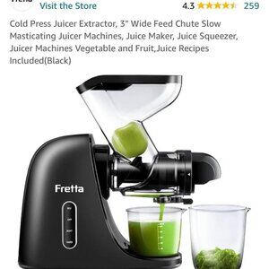 AUMATE Fretta Cold Press Juicer Extractor, 3" Wide Feed Chute